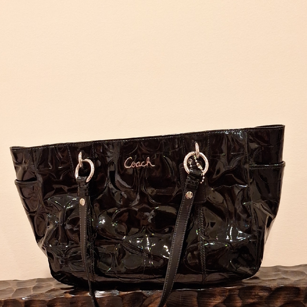 Coach Glossy Black Shoulder Bag
